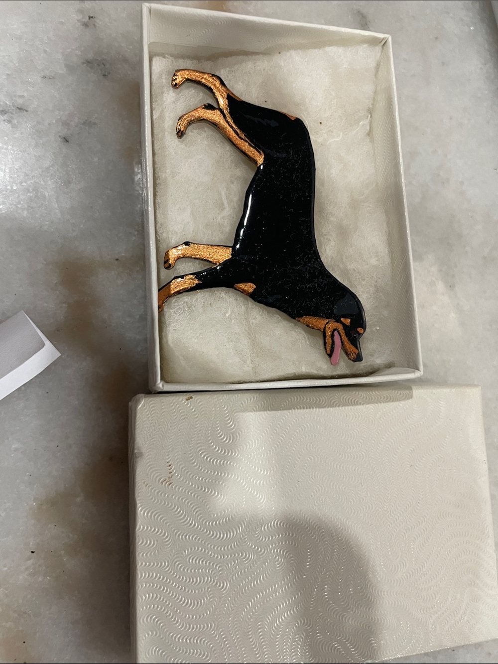 Black and Gold Dog Brooch Pin -